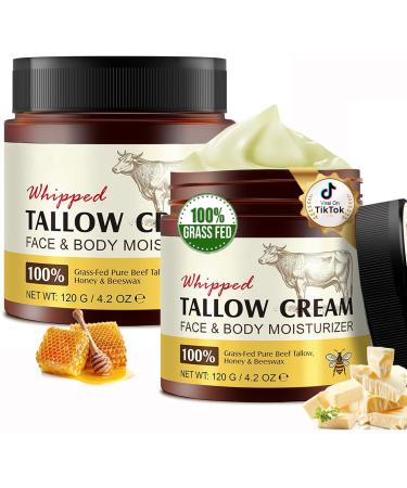Beef Tallow Skincare Lot de 2 cr mes bio pour le visage et le corps 100 % herbe Fed Beef Tallow hydratation profonde et soin du suif de b uf cr me biologique absorption rapide pour peaux sensibles