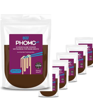 Authentic Beef Pho Bone Broth | Slow-Simmered 12-Hour Vietnamese Recipe | 100% Natural Ingredients | No MSG/Preservatives | Gluten/Nut/Sesame Free | 6 x 500ml (makes 12 bowls) | 28 Cals per Portion Beef Pho 500 ml (Pack of 6) - Buy Online on GoSupps.com