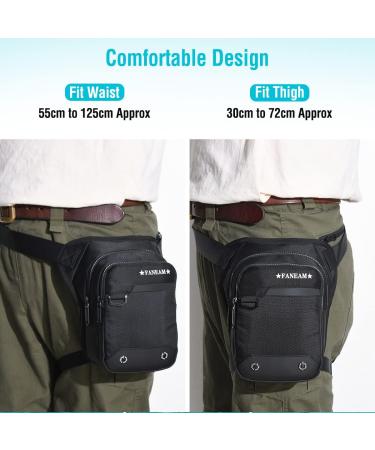 Faneam Tactical Waterproof Men's Leg Bag - Multifunctional Hip Pocket for Motorcycles Hiking & Sports - Large Capacity Black - Buy Online on GoSupps.com