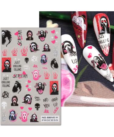 JMEOWIO 6 Sheets Halloween Nail Art Stickers Decals Self-Adhesive Cute Skull Horror Ghost Witchy Spider Web Bat Spook Nail Supplies Nail Art Design Decoration Accessories - Buy Online on GoSupps.com