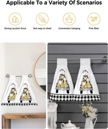 Farmhouse Gnome Honeybee on Truck Country Plaid Hand Towels - Set of 2 | Absorbent Kitchen and Bathroom Towels | Durable Hanging Washing Cloths for Home Cleaning Decor - Buy Online on GoSupps.com