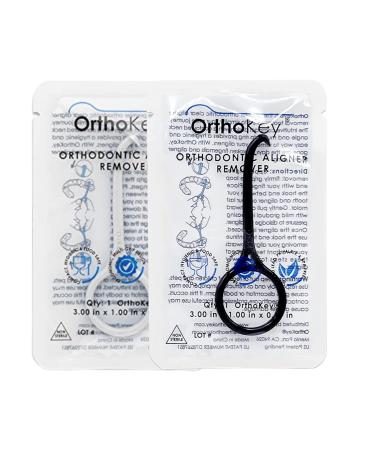 OrthoKey Clear Aligner Removal Tool for Teeth Grabber Remover Tool for Invisible Removable Braces & Retainers Fits Into a Dental Carrying or Aligner Case Cleaner Small Size Blue and Black