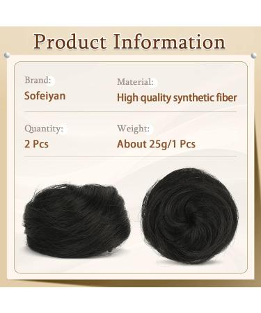 Sofeiyan Mini Claw Clip Cat Ears Hair Bun Extension - 2PCS Synthetic Updo Space Bun Accessory for Women & Girls - Natural Black - Buy Online on GoSupps.com