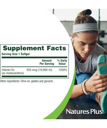 Nature's Plus Max Potency Vitamin D3 10,000 IU - 60 Softgels for Optimal Health - Buy Online on GoSupps.com