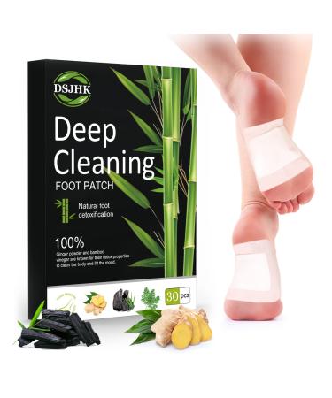 DSJHK 30 Pcs Deep Cleansing Foot Pads | Natural Bamboo Vinegar Powder Ginger Foot Pad | Pain Relief, Relieve Stress, Improve Sleep for Body and Foot Care (30 Pcs) 30pcs