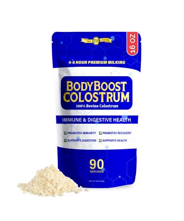 BodyBoost Premium Colostrum Whole 100% Bovine Colostrum Powder Immune Booster Supplement with Immunoglobulin & Lactoferrin Grass Fed Colostrum Powder Gut Health Diverse Intake 16 oz Premium Whole 1 Pound (Pack of 1)