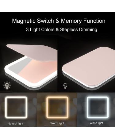 EFAILY Lighted Makeup Mirror - 3 Colors, Dimmable Touch Screen, USB Rechargeable - Pink - Buy Online on GoSupps.com