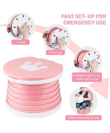 Foldable Portable Potty Seat for Kids - Small Pink Travel Potty Training Toilet for Toddlers - Indoor & Outdoor Foldable Toilet Seat for Car - Children's Portable Toilet - Buy Online on GoSupps.com