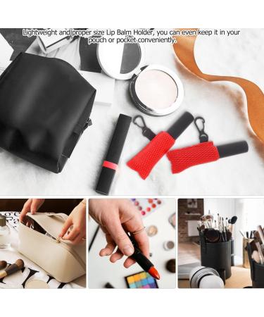 Keychain with lipstick holder small lipstick bag pocket keychain with lip oil holder lipstick case with lipstick keychain red See the - Buy Online on GoSupps.com