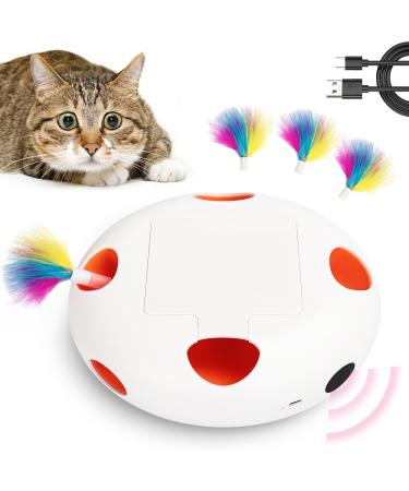LOiold Cat Toy 4in1 Indoor Automatic Interactive Toy for Kittens Fluttering Butterfly Moving Feather Track Balls USB Powered Cat Toy (Interactive cat Toy)