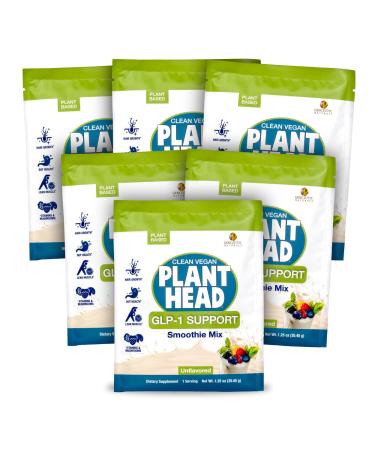 Genceutic Naturals GLP-1 Support Supplement Plant-Based Protein Smoothie Mix Unflavored 20g Protein Biotin HMB Mushroom Blend Probiotic Single Serving Pack of 6