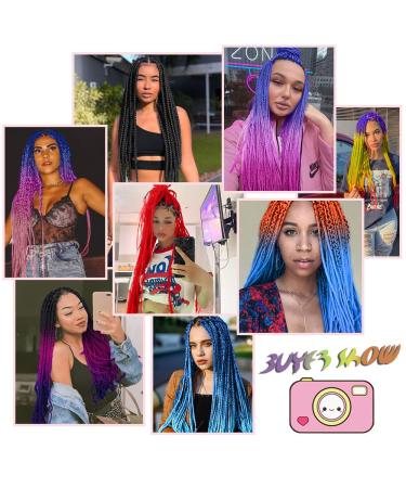 Braiding Hair Pre Stretched 26 Inch Ombre 6 Packs/Lot Purple High Temperature Synthetic Fiber Colored Hair Extensions for Braiding - Blue/Light Purple/Purple - Buy Online on GoSupps.com