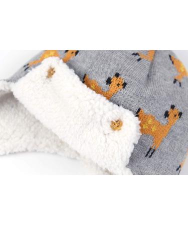 Kids Winter Beanie Hat with Animals Earflap, Fleece Lining - Deer Design, 2-4 Years - Buy Online on GoSupps.com