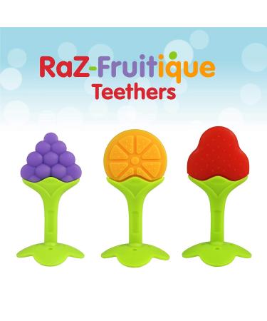 RaZbaby Infant & Baby Massager Teether Toy 3-Pack - Fruit-Shaped Multi-Texture Teethers | Soothes Sore Gums, BPA-Free Silicone, Hands-Free & Freezable | Safe for Babies 3M - Buy Online on GoSupps.com