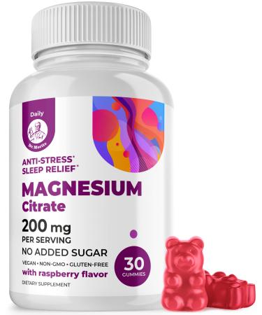 Magnesium Gummies Sugar-Free - Calm Magnesium Gummies Supplement for Children Sugar-Free Magnesium Calm Chews for Kids & Adults (30 Count)
