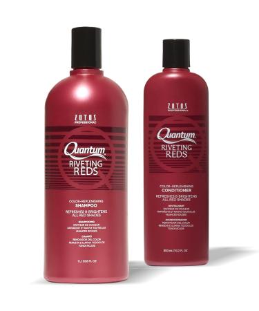 Zotos Quantum Riveting Reds Color Replenishing Shampoo And Conditioner, For All Shades of Color-Treated Hair, Enhances Color Of Hair, Sulfate and Paraben Free, Shampoo 33.8 Oz and Conditioner 10.2 Oz