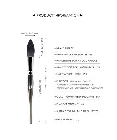 ENERGY Tapered Blush Brush - Professional Goat Hair Makeup Brush for Blush, Highlight, and Contouring (M208 Black) - Buy Online on GoSupps.com