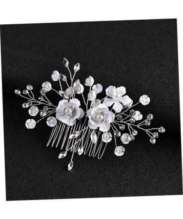 DOITOOL 1 Set White Outfit Flower Headpiece for Women Pearl Hair Side Comb Wedding Hair Comb Hair Clip Wedding Pearl Hair Comb Miss Metal Rhinestone Plastic Hairpin The Flowers - Buy Online on GoSupps.com