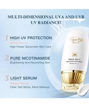 Brightening Sunscreen Spf 50 UVA/UVB Moisturising Face Sunscreen Very Water+Sweat Resistant Sunscreen Powerful Sun Protection With Brown Spot Reduction Evens Skin Tone Sensitive Skin Sun Cream - Buy Online on GoSupps.com