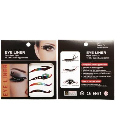 Kilofly 8 Sets Temporary Eye Tattoo Stickers with Crystal Gem Liners - Makeup Transfer Set - Buy Online on GoSupps.com