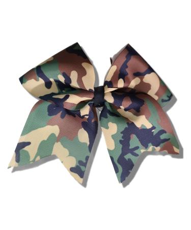 Cheer Bows Full Camo Camouflage Military Support Hair Bow