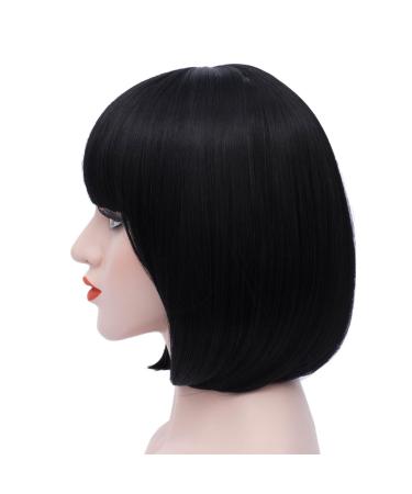 Mildiso Black Short Bob Wig - 12 Inch Synthetic Colorful Cosplay & Daily Wear Wig for Women - Natural Look Hair - Buy Online on GoSupps.com