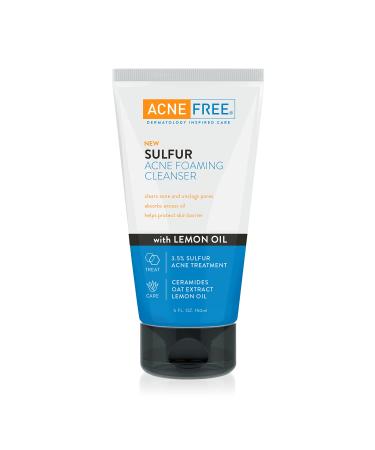 Acne Free Sulfur Acne Foaming Cleanser with Lemon Oil, Ceramides, and Oat Extract, 5 Ounces