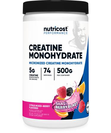 Nutricost Creatine Monohydrate Powder (Shaq's Berry Blast 500 Gram) - Micronized Creatine Supplement Vegan GMO-Free Gluten-Free 74 Servings Shaq's Berry Blast 508 Gram (Pack of 1)
