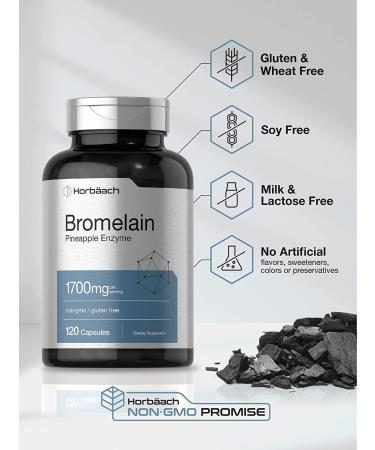 Bromelain 1700mg Capsules - Digestive Health Support - Pineapple Enzyme Supplement - Non-GMO Gluten Free - 120 Count by Horbaach - Buy Online on GoSupps.com