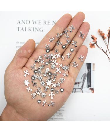 DIY Handmade Nail 49PCS Vintage Punk Alloy 3D Cross Nail Art Decorative Accessories for Girl Women (Silver) - Buy Online on GoSupps.com