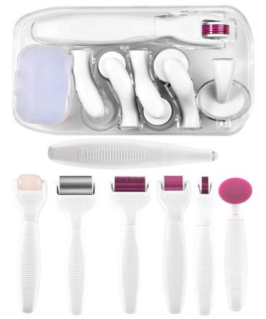 Zitfri Derma Roller 8 In 1 Microneedling Derma Roller for Body and Facial Care - Micronic needles scar roller for anti -wrinkles pregnancy strips acne - micronadel roller Jade Roller 8in1 - Violet