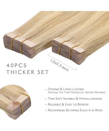 Buy If-of-Hearted Real Hair Tape Extensions - 40pcs 100g 50cm Light Blonde Highlights - Invisible Tape In Extensions for Seamless Volume - Buy Online on GoSupps.com