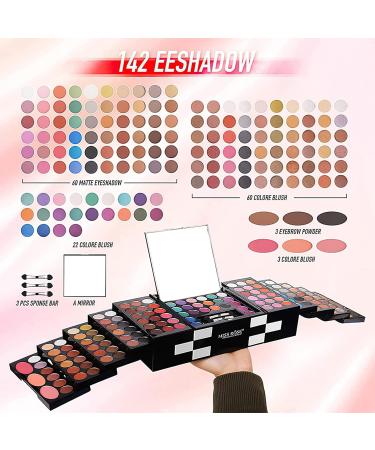 MISS ROSE M 148 Colors Makeup Palette | Professional All-in-One Makeup Kit for Women & Beginners - Eyeshadow Lipstick Eyeliner Concealer Brush Set (045 Set-Black - Buy Online on GoSupps.com