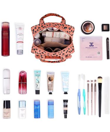 Full Size Orange Leopard Travel Toiletry Bag for Women - Large Makeup Organizer - Buy Online on GoSupps.com
