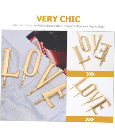 DOITOOL 1 Set Clip Gold Hair Accessories Barrettes for Women Bridal Love Barrette Golden Headpiece Wedding Bridal Golden Barrette Women Hair Decorations Bridal Bobby Miss Pin Alloy Texture - Buy Online on GoSupps.com