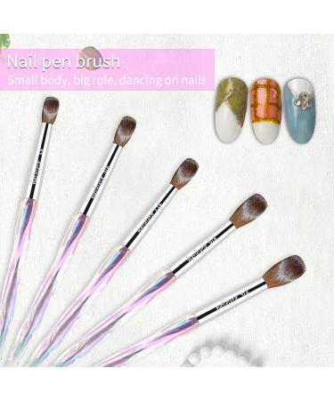 Pure Kolinsky Acrylic Nail Brush Size 16 - Professional Oval Crimped Paint Brush with Crystal Handle for Home Nail DIY - White - Buy Online on GoSupps.com