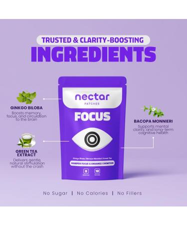 Nectar Focus Patches | Natural Cognitive Support with Ginkgo Biloba, Bacopa & Magnesium for Memory Mental Clarity Neuro Patches for Work, Study Clean Plant-Based Nootropic Alternative | 30 Count - Buy Online on GoSupps.com