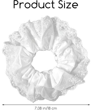 Dimeho White Lace Scrunchies for Women Large Hair Scrunchies Elastic Hair Ties Soft White Lolita Scrunchie Double Layer Hair Bands Ponytail Holder Accessories for Women Thick Curly Hair - Buy Online on GoSupps.com