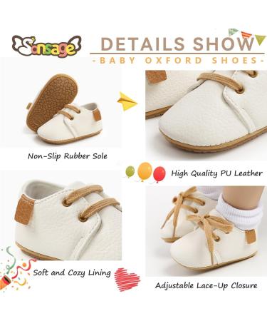 Sonsage Baby Oxford Shoes | Pu Leather Lace-Up Trainer for Infants | Anti-Slip Soft Rubber Sole | Toddler First Walking Sneakers 6-12 Months - Buy Online on GoSupps.com