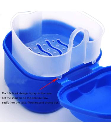 Obanim 2-Piece Prosthesis Bathing Builder Box Holder - Travel Storage Container with Sieve Basket for False Teeth Cleaning (White/Blue) - Buy Online on GoSupps.com