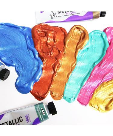 Mont Marte Metallic Acrylic Paint Set - 8 x 18ml Tubes - Opaque Metallic Finish - Lightfast Colors - Buy Online on GoSupps.com