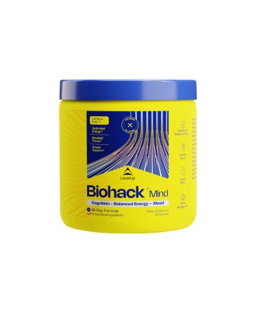 LevelUp Biohack Mind - Nootropic Brain Supplement for Men & Women | Balanced Energy, Focus, Mood & Stress Optimization with Ashwagandha, Lion's Mane, Alpha GPC, Ginseng and More - 60 Count 1 Count (Pack of 1)