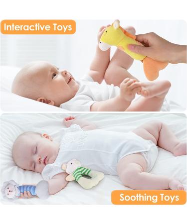 iPlay iLearn 4 Plush Baby Rattle Farm Animals Set - Hand Grab Sensory Shaker Toys for Boys and Girls - Unique Infant Shower Gift for Toddlers 2-18 Months - Buy Online on GoSupps.com