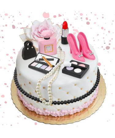 10 Pcs Makeup Cake Topper | Cosmetics Birthday Decorations | 3D Resin Bridal Shower Topper | Lipstick Perfume Eye Shadow Blush | Spa Theme Party Supplies for Girls Women - Buy Online on GoSupps.com