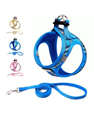 Suredoo dog harness Small dogs with a leash anti -train dishes reflective breathable breast dishes puppy crockery for small medium dog (blue checkered XL) blue checkered XL