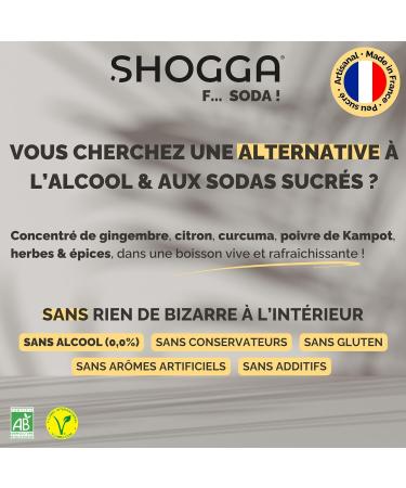 SHOGGA | Organic Ginger Juice | Made in France | Premium Non-Alcoholic Beverage | 12 Superfoods: Cold-Pressed Fresh Ginger Lemon Turmeric Kampot Pepper Herbs & Spices (200ml) - Buy Online on GoSupps.com