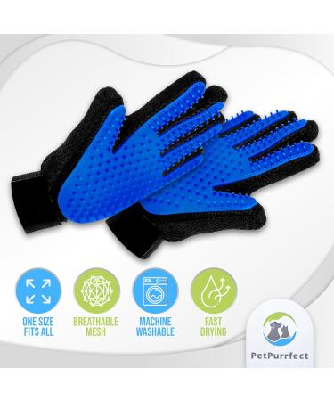 PetPurrfect Premium Grooming Gloves | 2-in-1 Hair Remover & Bathing | Rubber Brush for Pet Hair | Dog Washing & Cat Fur Remover Pair - Buy Online on GoSupps.com