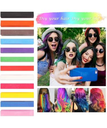 Hair Chalk Hair Chalk Set Temporary Hair Colour Temporary Hair Chalk-Washable Hair Color Safe For Kids And Teen Great Birthday Christmas Gifts for Girls & Boys 12 Bright Colors - Buy Online on GoSupps.com
