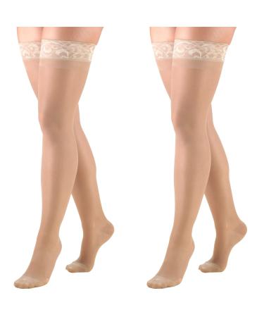 Truform Compression 15-20 mmHg Sheer Thigh High Stocking Nude Medium (Pack of 2 Pair)1774ND-M 2PK) Medium (2 Pair) Nude
