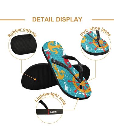 Mnsruu Nautical Sea Anchor Flip Flops - Stylish Multicolor Footwear for Home Hotel Spa & Travel | Unisex Sizes Available - Buy Online on GoSupps.com
